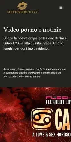 Förhandsvisning av webbplatsen Rocco Siffredi XXX, listad för publicering av sponsrade artiklar