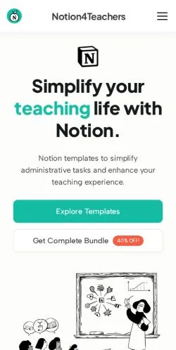 Aperçu du site Notion For Teachers, référencé pour publier un article sponsorisé