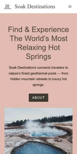 Vista previa del sitio Soak Destinations, referenciado para publicar artículos patrocinados