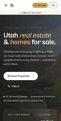 Vista previa del sitio Best Utah Real Estate, referenciado para publicar artículos patrocinados
