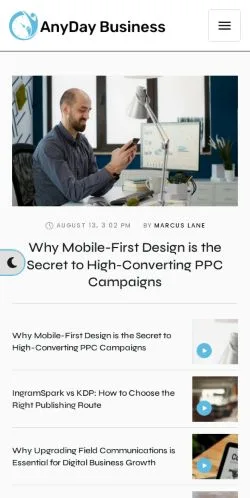 Aperçu du site AnyDay Business, référencé pour publier un article sponsorisé