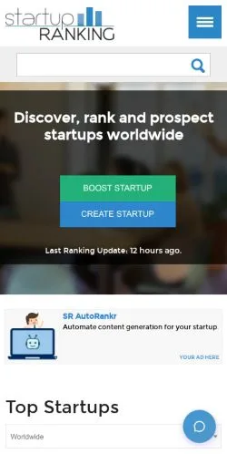Vorschau der Website startupranking.com, gelistet für die Veröffentlichung gesponserter Artikel