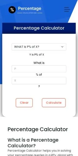 스폰서 기사 게재 매체로 등록된 Percentage Calculators Hub 사이트 미리보기