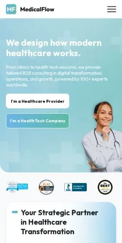Voorbeeld van de website MedicalFlow, vermeld voor de publicatie van gesponsorde artikelen