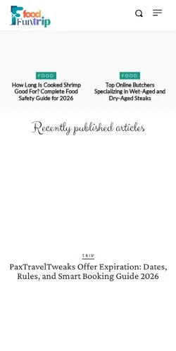 Preview of the foodfuntrip.com website, listed for sponsored article publication