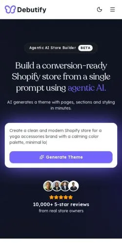 Vista previa del sitio Debutify Shopify Theme, referenciado para publicar artículos patrocinados
