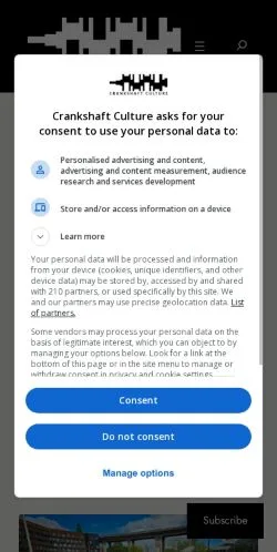 Anteprima del sito Crankshaft Culture, referenziato per la pubblicazione di articoli sponsorizzati