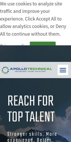 Forhåndsvisning av nettstedet Apollo Technical, oppført for publisering av sponsede artikler