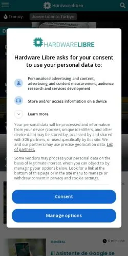 Preview of the Hardware Libre website, listed for sponsored article publication