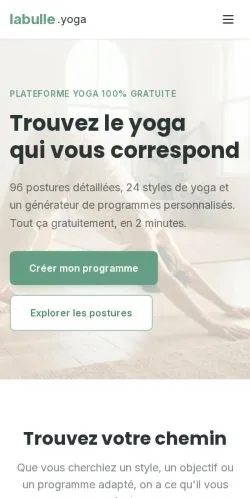 스폰서 기사 게재 매체로 등록된 La Bulle Yoga 사이트 미리보기