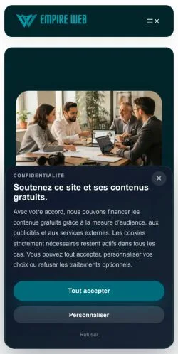 Preview of the Empire Web website, listed for sponsored article publication