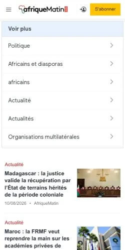 Anteprima del sito Afrique Matin, referenziato per la pubblicazione di articoli sponsorizzati