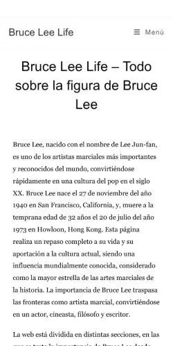 스폰서 기사 게재 매체로 등록된 Bruce Lee Life 사이트 미리보기