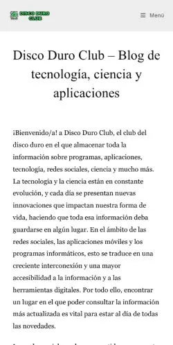 Förhandsvisning av webbplatsen Disco Duro Club, listad för publicering av sponsrade artiklar