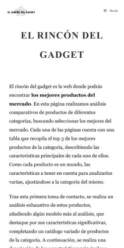 Vista previa del sitio El Rincón del Gadget, referenciado para publicar artículos patrocinados