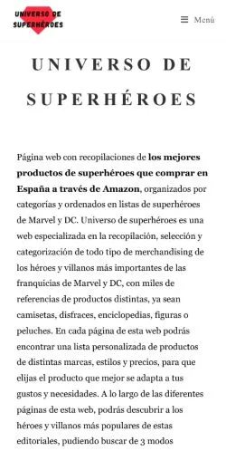 Anteprima del sito Universo Superhéroes, referenziato per la pubblicazione di articoli sponsorizzati