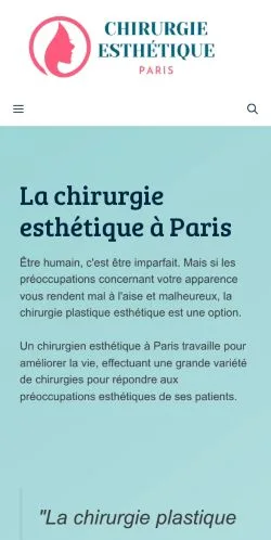 Vista previa del sitio Chirurgie Esthétique Paris, referenciado para publicar artículos patrocinados