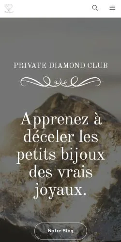 Pré-visualização do site Private Diamond Club, referenciado para publicar artigos patrocinados