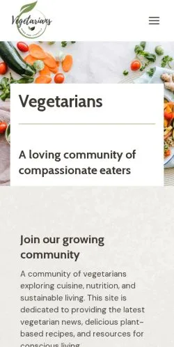 스폰서 기사 게재 매체로 등록된 Vegetarians 사이트 미리보기