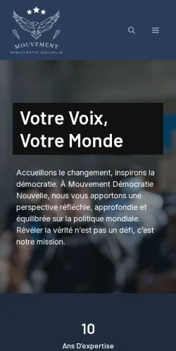 Aperçu du site Mouvement Démocratie Nouvelle, référencé pour publier un article sponsorisé