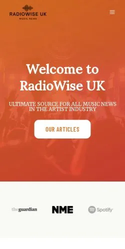 Podgląd witryny RadioWise UK, ujętej jako miejsce publikacji artykułów sponsorowanych