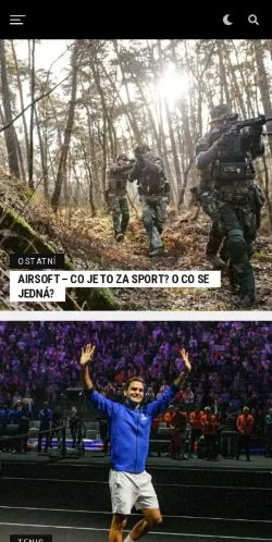 스폰서 기사 게재 매체로 등록된 Sportovní Drbna 사이트 미리보기