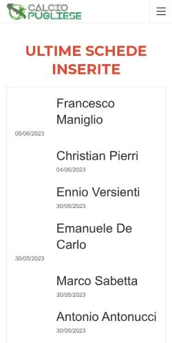 Preview of the Calcio Pugliese website, listed for sponsored article publication