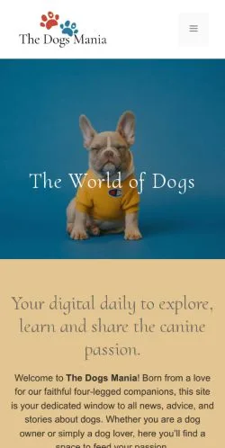 スポンサード記事の掲載先として登録されたThe Dogs Maniaのサイトプレビュー