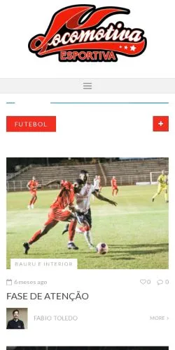 Voorbeeld van de website Locomotiva Esportiva, vermeld voor de publicatie van gesponsorde artikelen