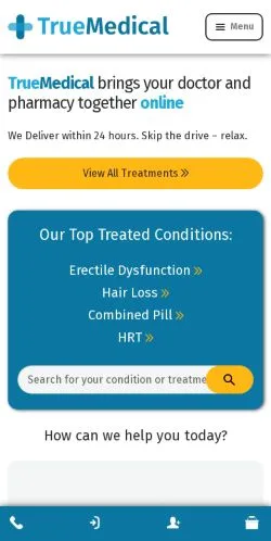 Förhandsvisning av webbplatsen TrueMedical, listad för publicering av sponsrade artiklar