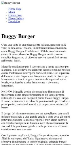 Voorbeeld van de website Buggy Burger, vermeld voor de publicatie van gesponsorde artikelen