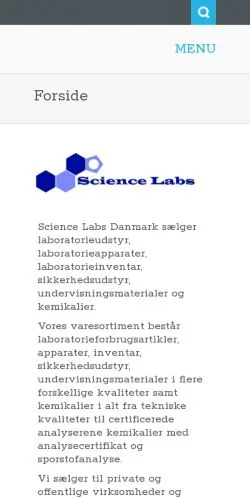Podgląd witryny Science Labs Danmark, ujętej jako miejsce publikacji artykułów sponsorowanych