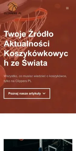 Podgląd witryny Clippers PL, ujętej jako miejsce publikacji artykułów sponsorowanych
