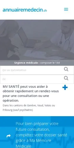 Forhåndsvisning af Annuaire Medecin, opført til udgivelse af sponsorerede artikler