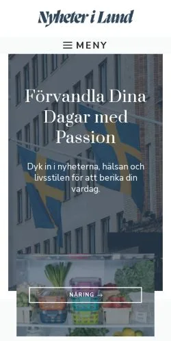Forhåndsvisning av nettstedet Nyheter i Lund, oppført for publisering av sponsede artikler