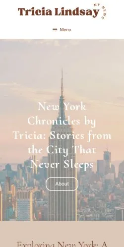 Vista previa del sitio Tricia Lindsay New York Chronicles, referenciado para publicar artículos patrocinados