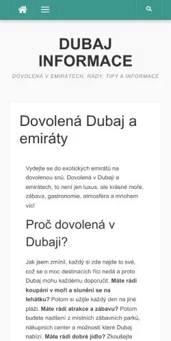 Anteprima del sito Dubaj Informace, referenziato per la pubblicazione di articoli sponsorizzati