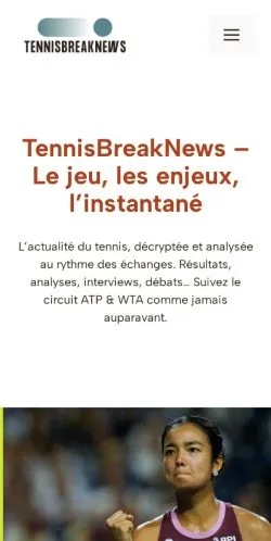 스폰서 기사 게재 매체로 등록된 TennisBreakNews 사이트 미리보기
