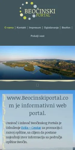 스폰서 기사 게재 매체로 등록된 Beočinski Portal 사이트 미리보기