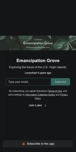 Aperçu du site Emancipation Grove, référencé pour publier un article sponsorisé