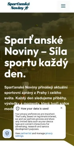 スポンサード記事の掲載先として登録されたSparťanské Novinyのサイトプレビュー
