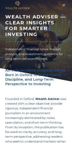Anteprima del sito Wealth Adviser, referenziato per la pubblicazione di articoli sponsorizzati