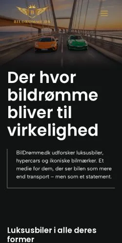 스폰서 기사 게재 매체로 등록된 BilDrømme 사이트 미리보기