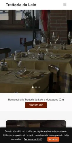 Förhandsvisning av webbplatsen Trattoria Da Lele, listad för publicering av sponsrade artiklar