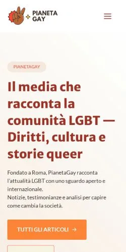 Anteprima del sito PianetaGay, referenziato per la pubblicazione di articoli sponsorizzati