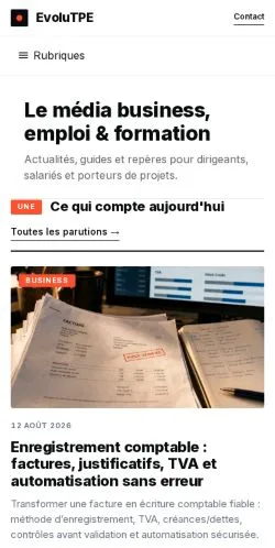Vista previa del sitio EvoluTPE, referenciado para publicar artículos patrocinados