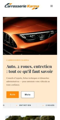 스폰서 기사 게재 매체로 등록된 Carrosserie Karma 사이트 미리보기