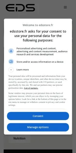 스폰서 기사 게재 매체로 등록된 EDS Store 사이트 미리보기