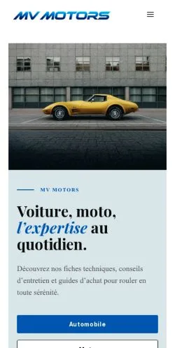 Anteprima del sito MV Motors, referenziato per la pubblicazione di articoli sponsorizzati