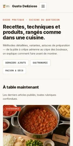 스폰서 기사 게재 매체로 등록된 Gusto Delizioso 사이트 미리보기